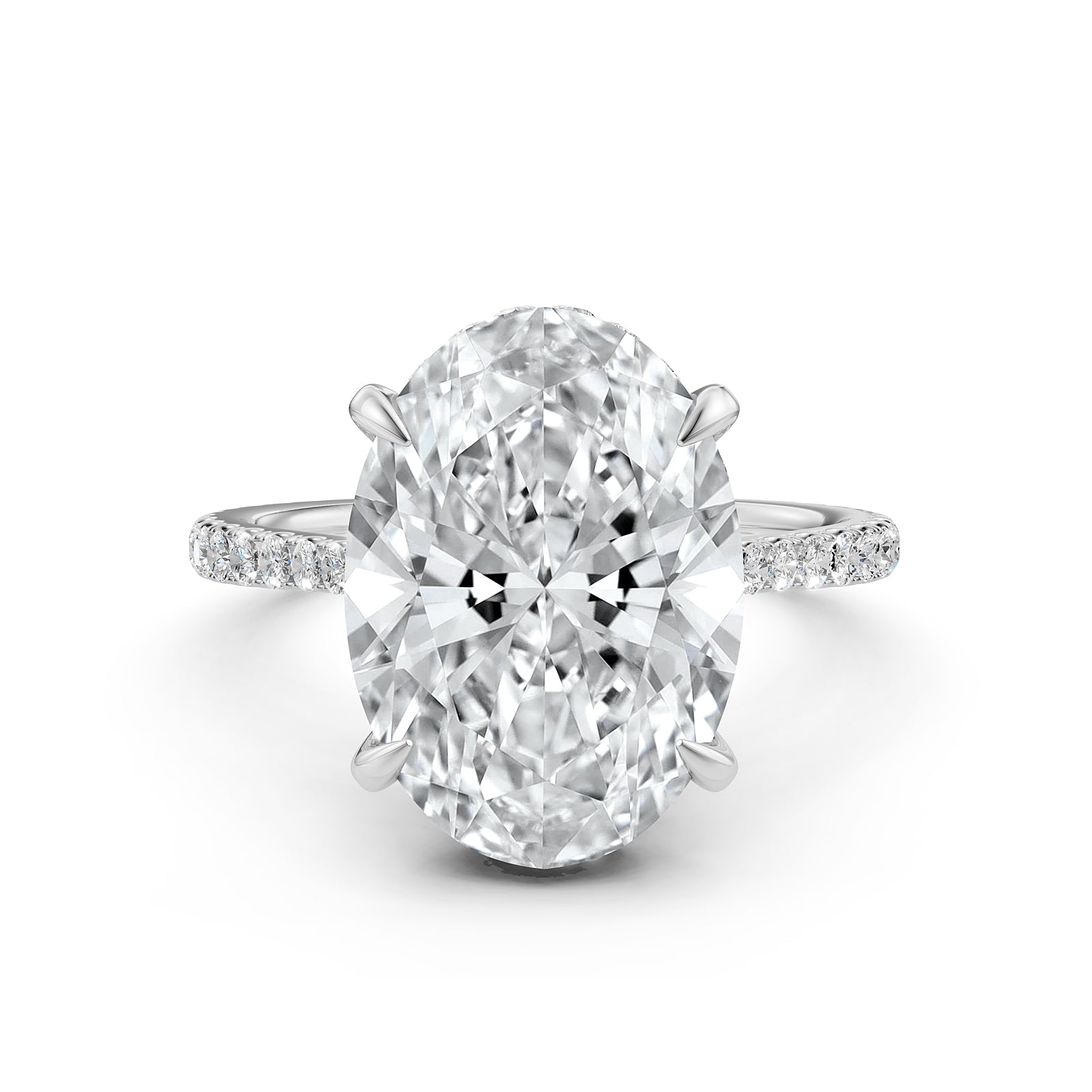 Cathedral Style Halo French U Pave Set Lab Grown Diamond Engagement Ring IGI Certified 4.55 Ctw.